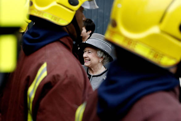 Queen Elizabeth officially opens the London Fire Brigade's new headquarters in Southwark