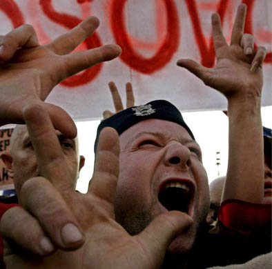 A rally to protest against Kosovo's independence