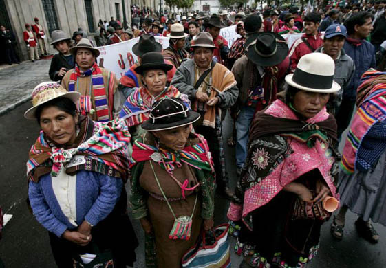 Supporters of Evo Morales during a demonstration