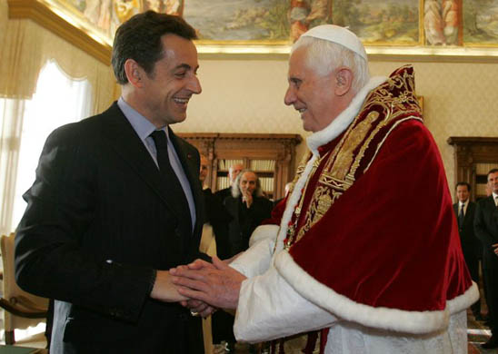 Nicolas Sarkozy and Pope benedict XVI
