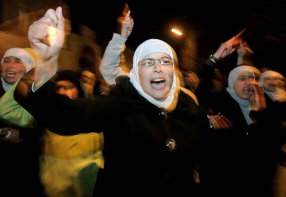 A Palestinian woman protests about Gazan fuel shortages in Ramallah
