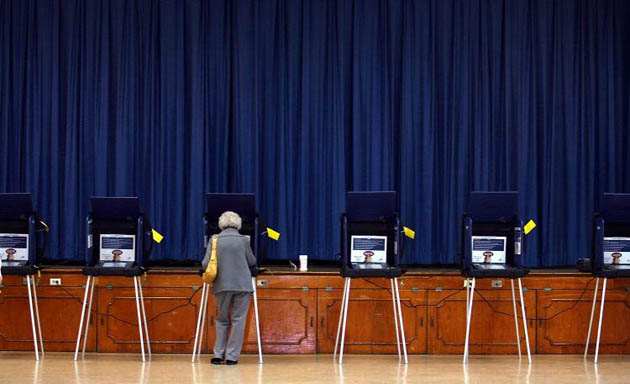 A woman votes during the Florida primary