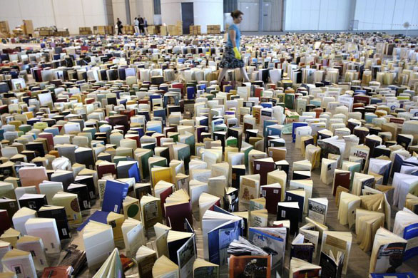Geneva, Switzerland: Thousands of books, which have been damaged during a fire at the faculty of Arts at the Geneva university