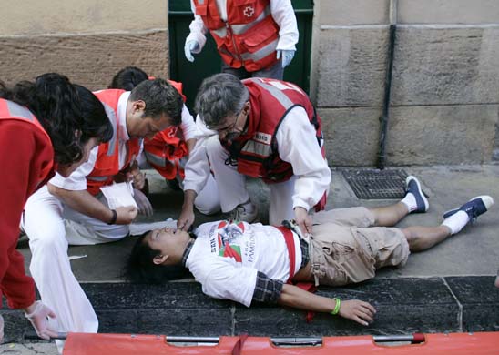 Runner receives medical attention