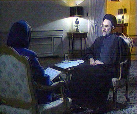 January 8 1998, Tehran, Iran: CNN correspondent Christianne Amanpour interviews president Mohammad Khatami