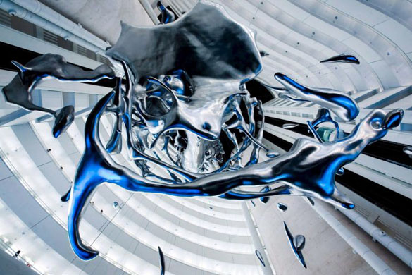 Zaragoza, Spain: A sculpture called 'Splash' which represents the fall of a water drop at the interior of the Water Tower at the International Exposition of Zaragoza