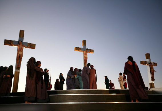 Sydney, Australia: Actors perform 'Stations of the Cross', a travelling dramatised re-enactment of the last days of Jesus' life