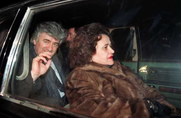February 2994, Moscow, Russia: Radovan Karadzic and his wife Ljiljana after arriving in Moscow for talks with Russian officials on the situation in Bosnia
