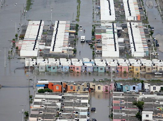Matamoros, Mexico: Homes sit under floodwaters after hurricane Dolly hit the area