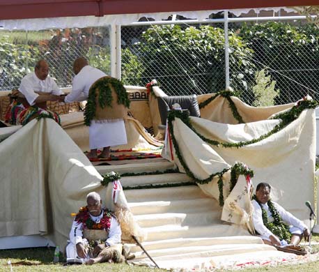 King George Tupou V, is given the first bowl of kava 