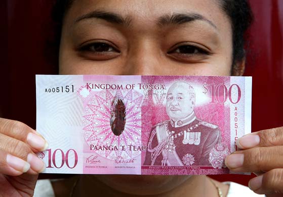 Tongan money featuring the new Monarch