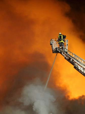 Fire at a paper mill