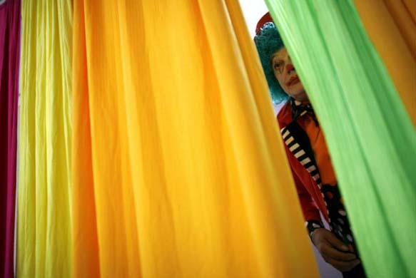 A clown at a hospital