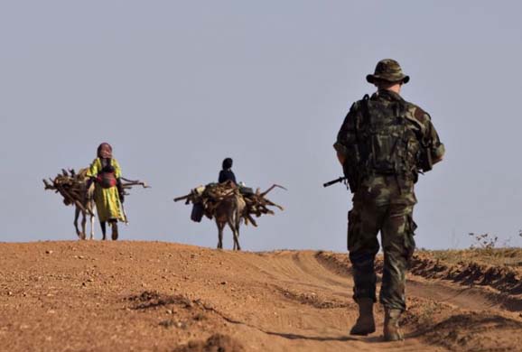 Soldiers on patrol in Chad