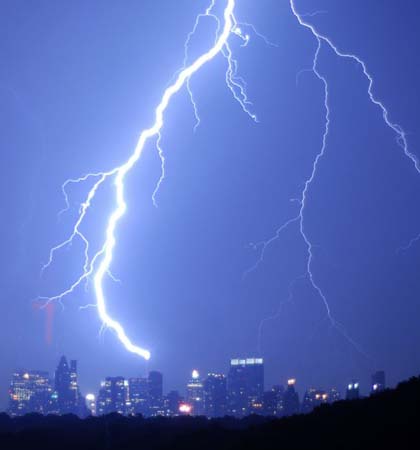 The New York Times building is struck by lightning 
