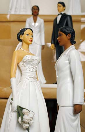Bride and bride wedding cake toppers