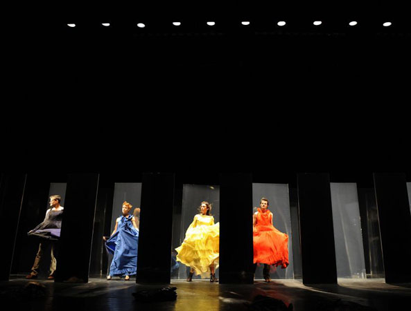 New York, US: Dancers with the Compagnie Maguy Marin during a dress rehearsal at the Joyce Theatre