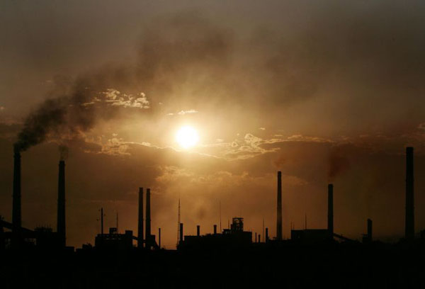Sofia, Bulgaria: A view of the chimneys of the the largest steelmaker in the Balkans