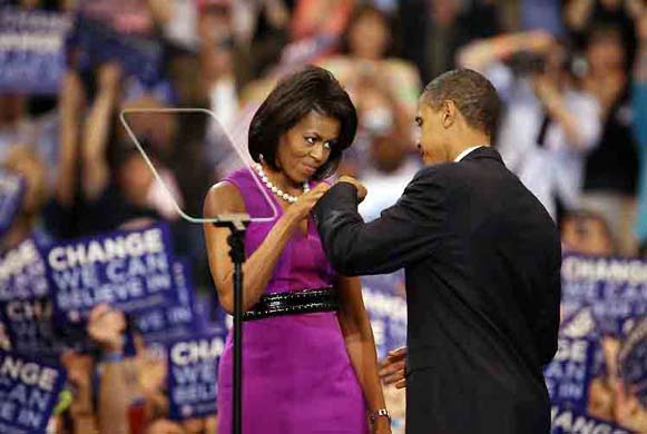 The Obama fist-bump is the new high-five, Barack and Michelle Obama