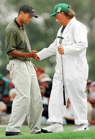 The Obama fist-bump is the new high-five, Tiger Woods and caddie Mike 