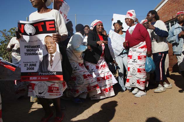 MDC supporters attend a campaign rally in Bulawayo