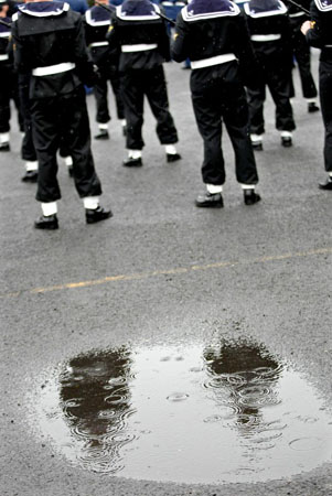 Dublin, Ireland: Members of the Irish Naval Service at a parade ceremony in celebration of 50 years of Defence Forces Peacekeeping