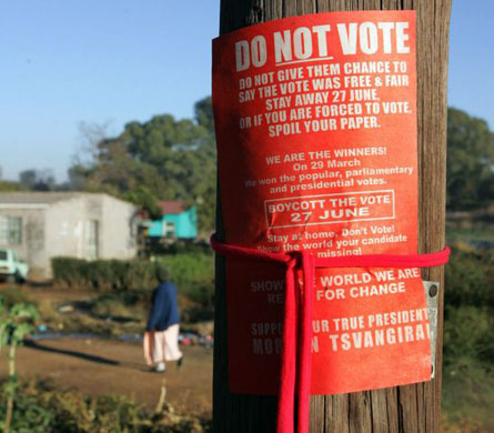 Zimbabwe poll boycott poster