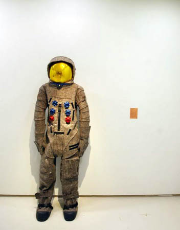 An artwork entitled 'Apollo (After Beuys)' by Matthew Day Jackson is exhibited at the Martian Museum of Terrestrial Art at the Barbican Centre