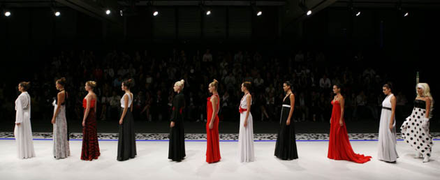 Mexico City, Mexico: Models wear creations by Abel Ibanez