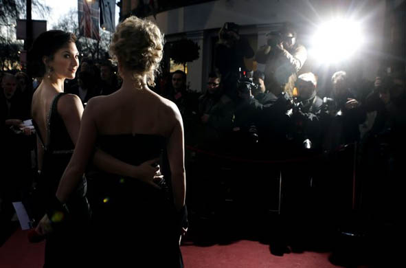 London,  UK: Summer Strallen poses for photographs as she arrives at the Laurence Olivier awards