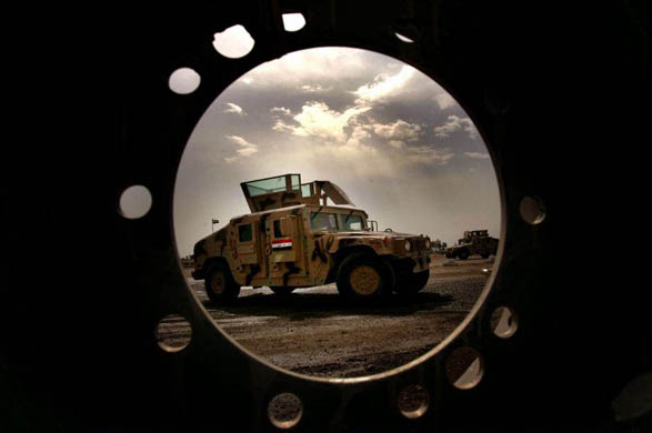 A newly received armoured vehicle at Taji National Depot Complex