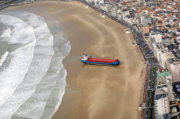 The 'Artemis' cargo vessel which ran aground after high winds