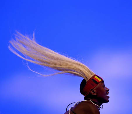 A dancer from the group Spirit of Uganda