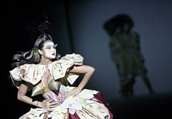 A model displays a creation by L'oreal Professionnel