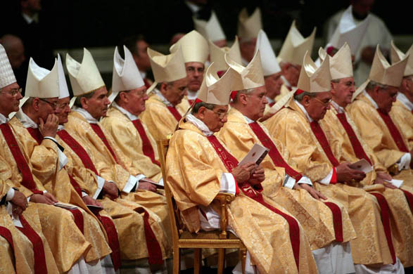 Cardinals attend the feet washing ceremony celebrated by Pope Benedict XVI