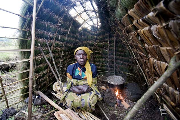 Inside hut, Congo