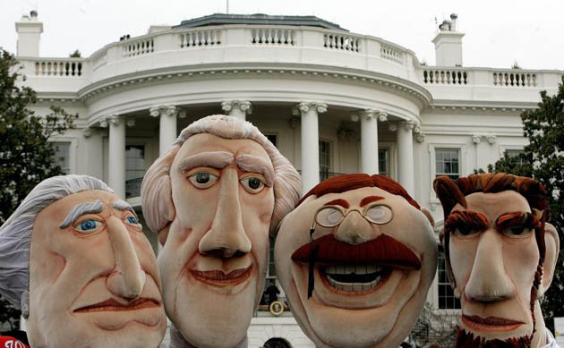 Mascots from the Washington Nationals baseball team