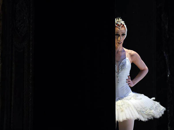 Russian dancer Ekatarina Berezina during the rehearsal of Pyotr Tchaikovsky's ballet 'Swan Lake'