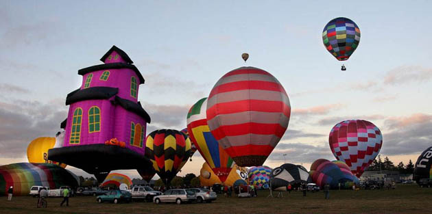 Hot air balloons lift off on the first day of the Wairarapa Hot Air Balloon Festival