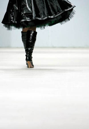 Moscow, Russia: A model displays a creation by Antonina Shapovalova