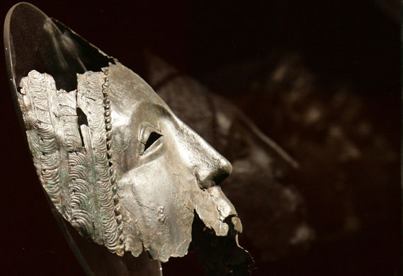 Varna, Bulgaria: A 1,800-year-old bronze helmet on display at the Museum of History