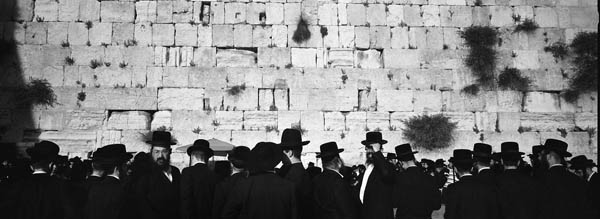 Jerusalem, Israel: Ultra Orthodox Jewish men congregate at the Western Wall