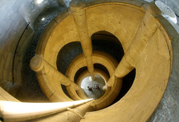 Schaffhausen, Switzerland: A couple walks through a staircase at Munot Fortress