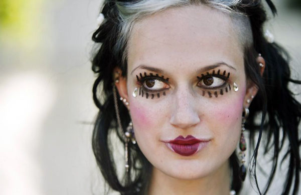 Leipzig, Germany: A young woman participates in an annual Wave-Gothic festival