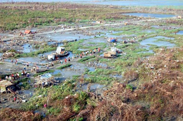 The damaged countryside