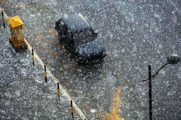 Car in a hailstorm