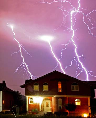 Lightning hits house