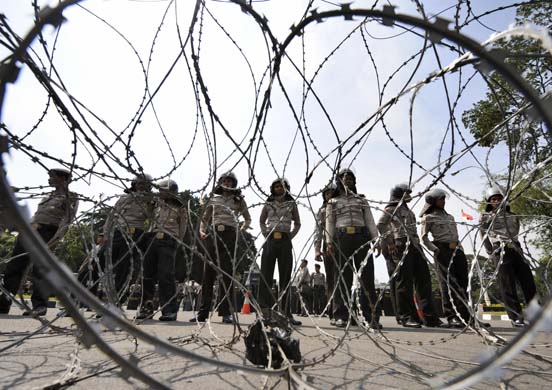 Presidential palace in Jakarta being police guarded against riots 