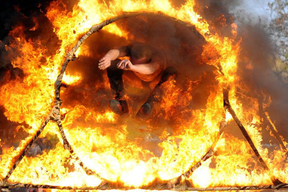 Rostov-on-Don, Russia: Alexei Latotskikh performs a stunt during an exhibition