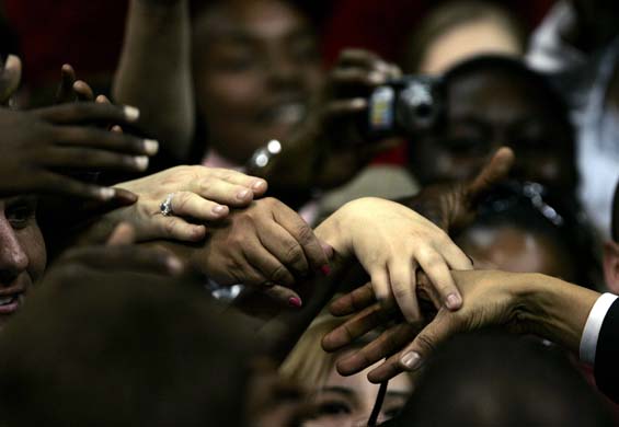 Barack Obama with supporters
